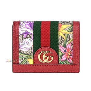 Gucci Ophidia GG Supreme Flora Card Case Wallet
